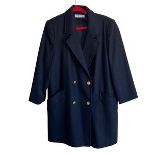 Forrani Vintage 80s Double Breasted Wool Coat Gold Nautical Buttons Boxy Sz 10P
